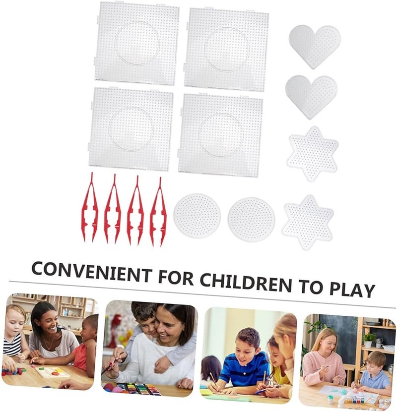 BESPORTBLE 14PCS Clear Plastic Pegboards DIY Craft Beads Kit with Heart Tools for Kids - Image 3
